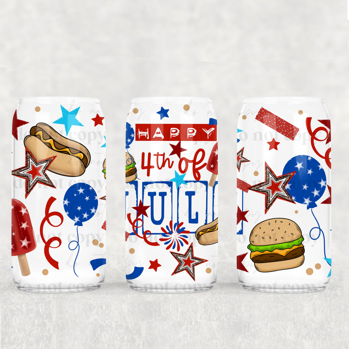 Happy 4th 16oz Glass Wrap