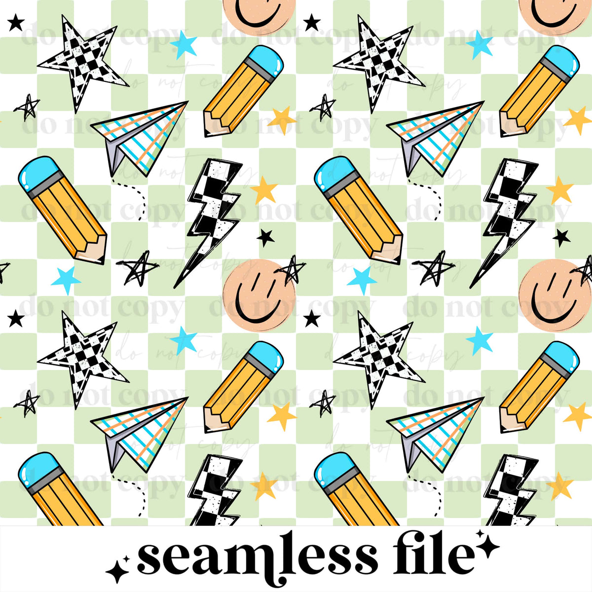 Boy Pencil Checker Seamless