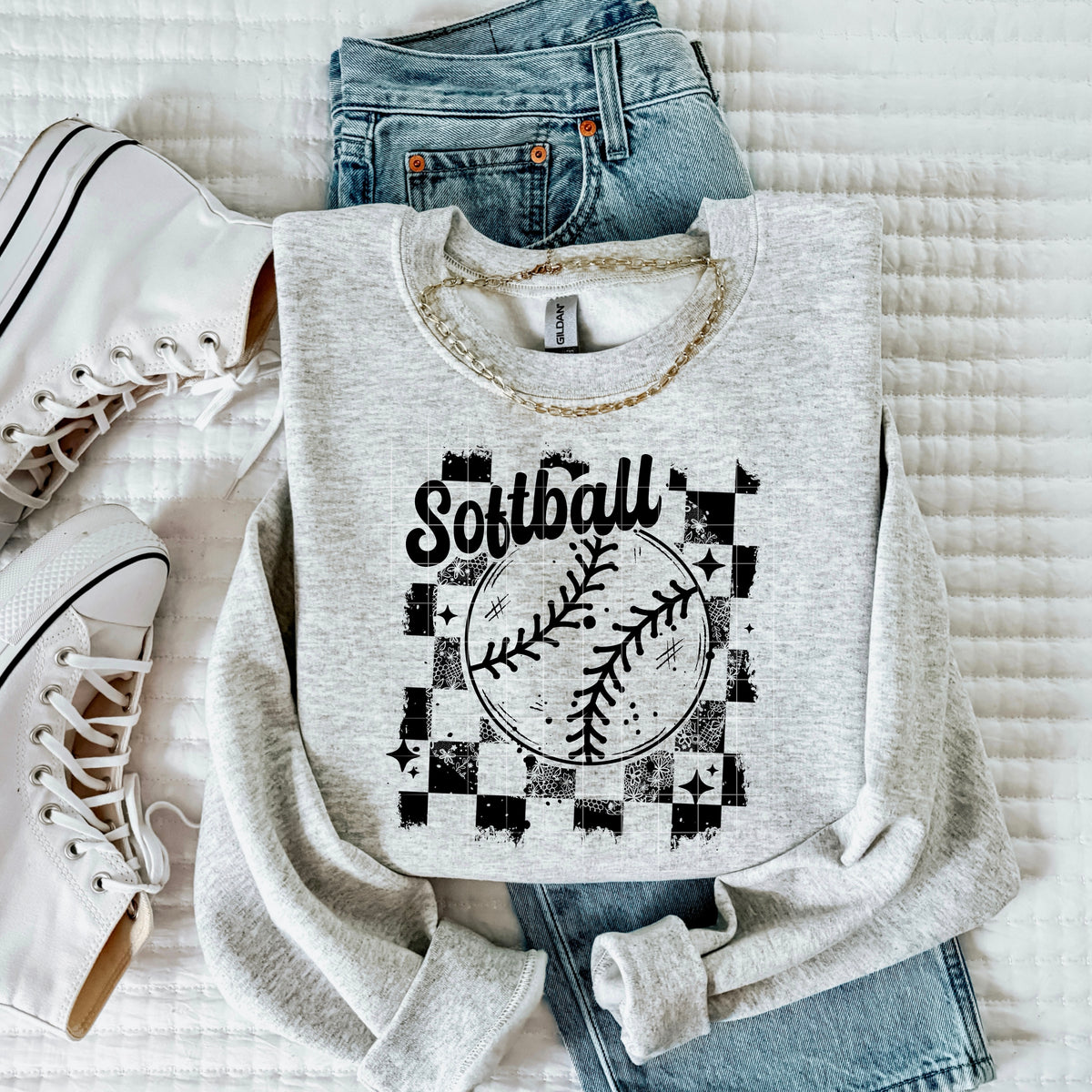 Softball Distressed single color PNG