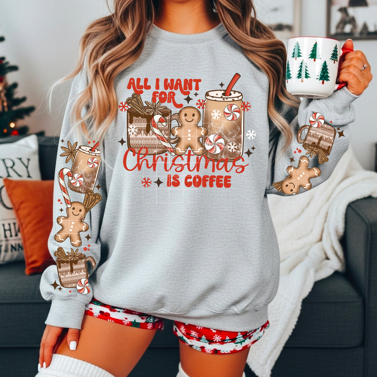 All I want for Christmas is coffee w/ sleeve PNG