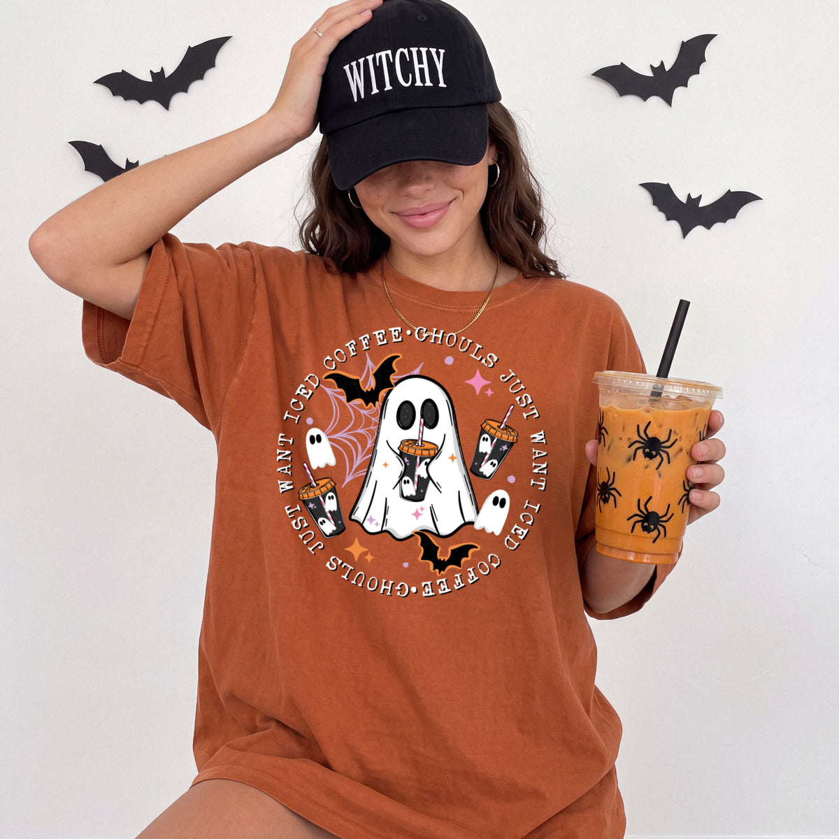 Ghouls just want iced coffee w/ Sleeves PNG