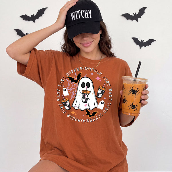 Ghouls just want iced coffee w/ Sleeves PNG
