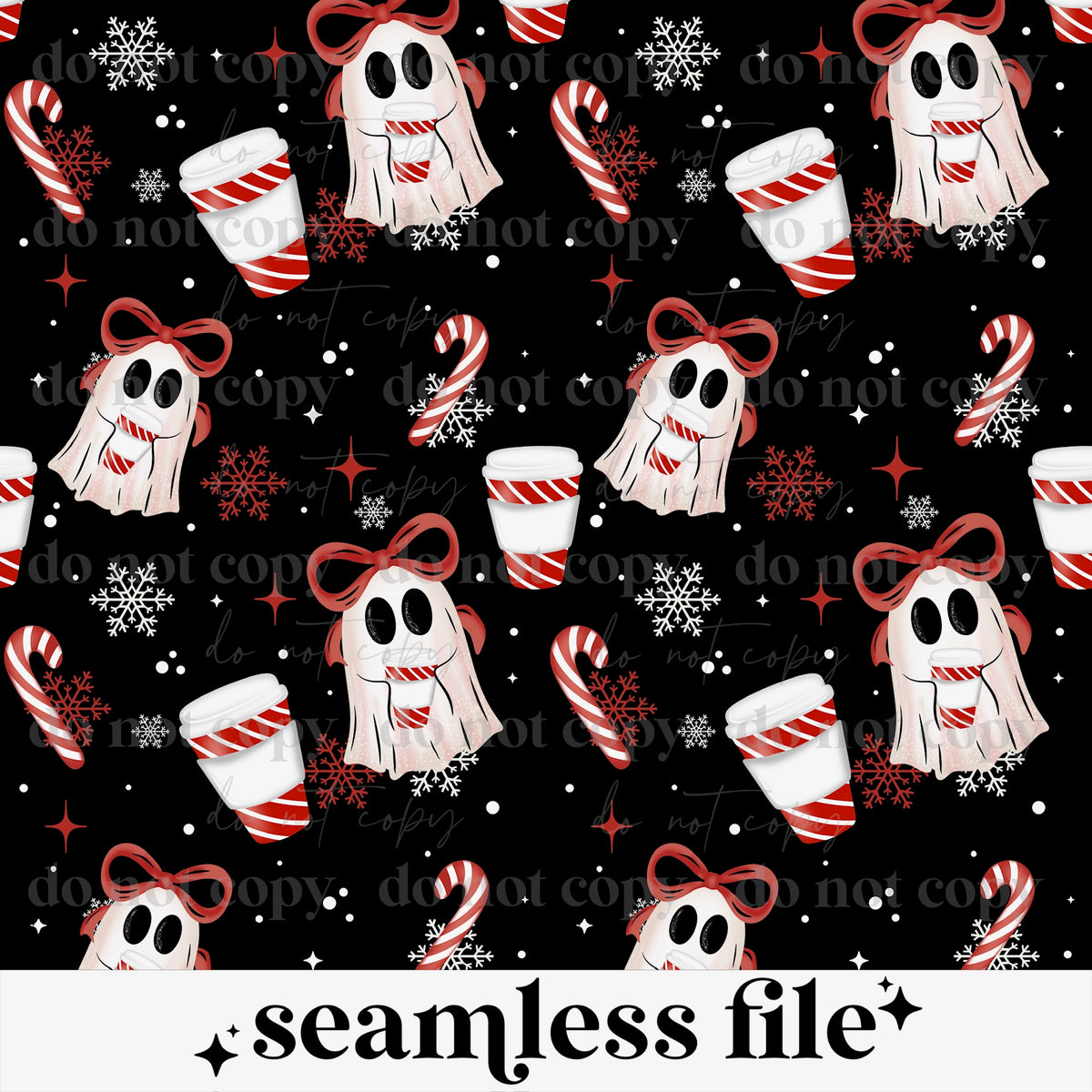 Coffee Bow Ghostie Seamless