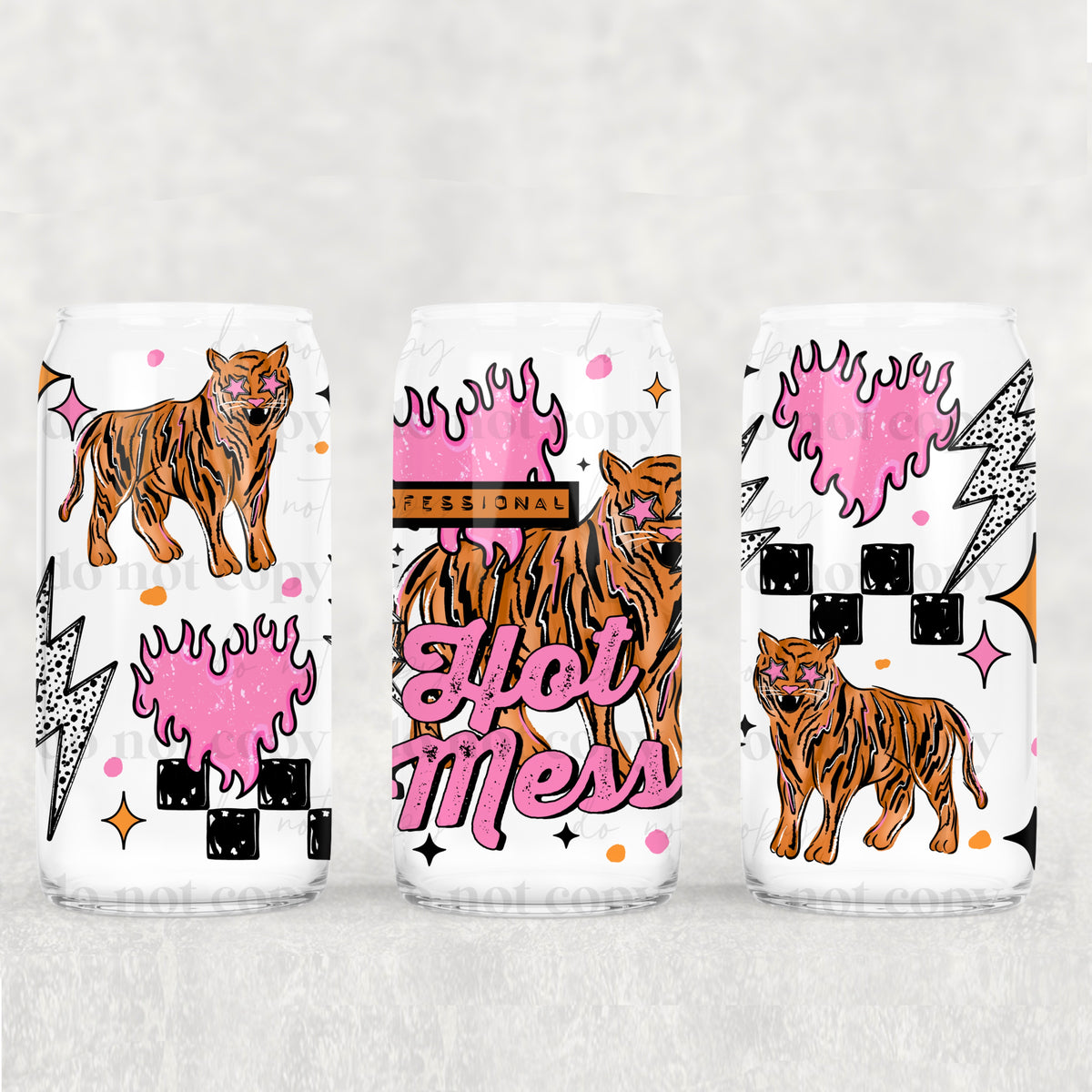 Hot Mess Tiger 16oz Glass Wrap