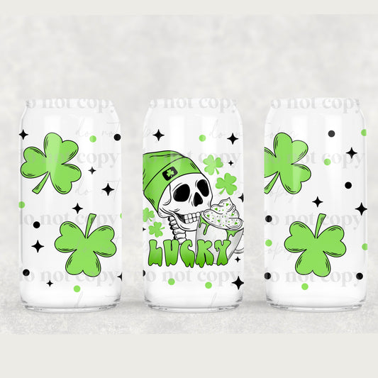 Lucky Skellie 16oz Glass Can Wrap
