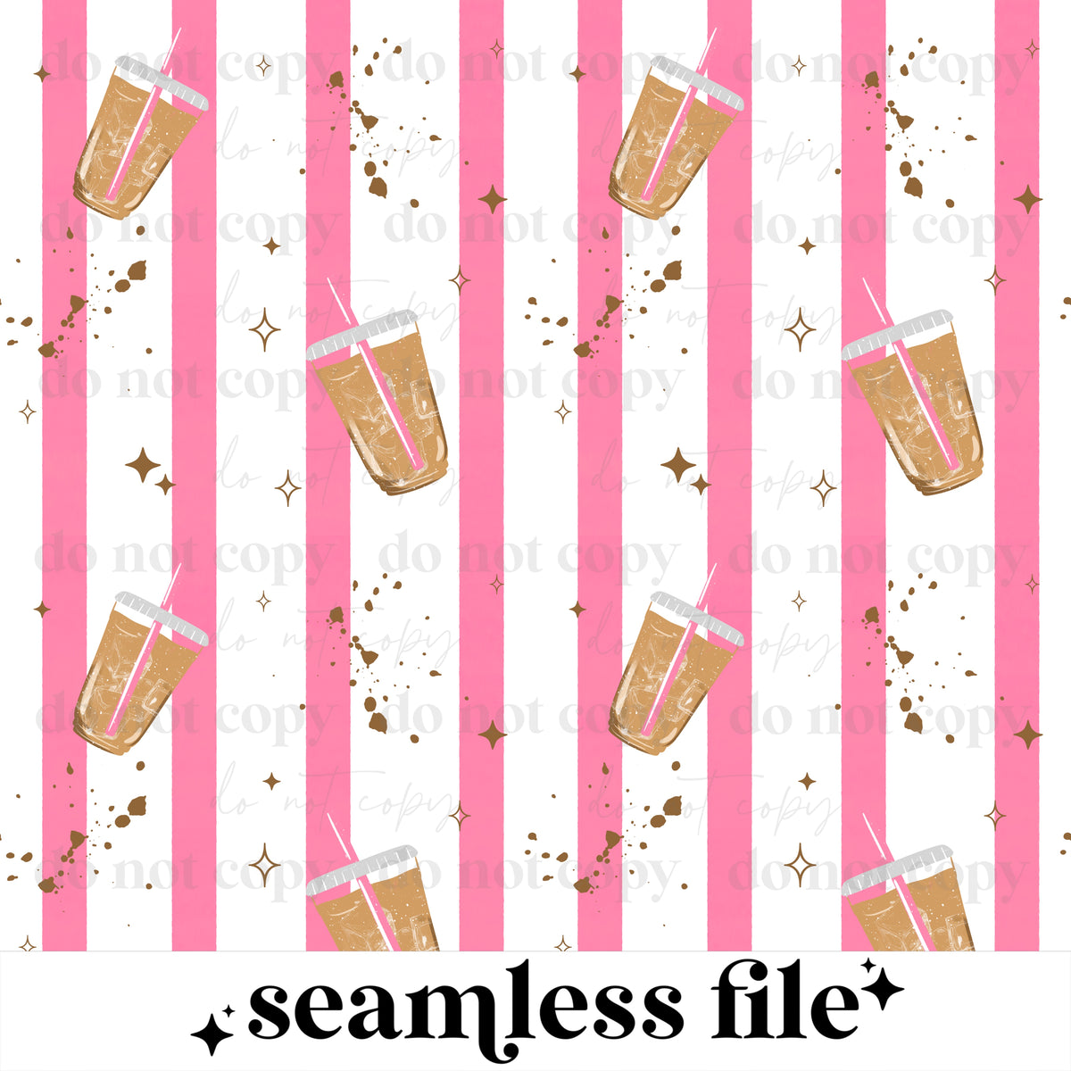 Iced coffee please pink Seamless