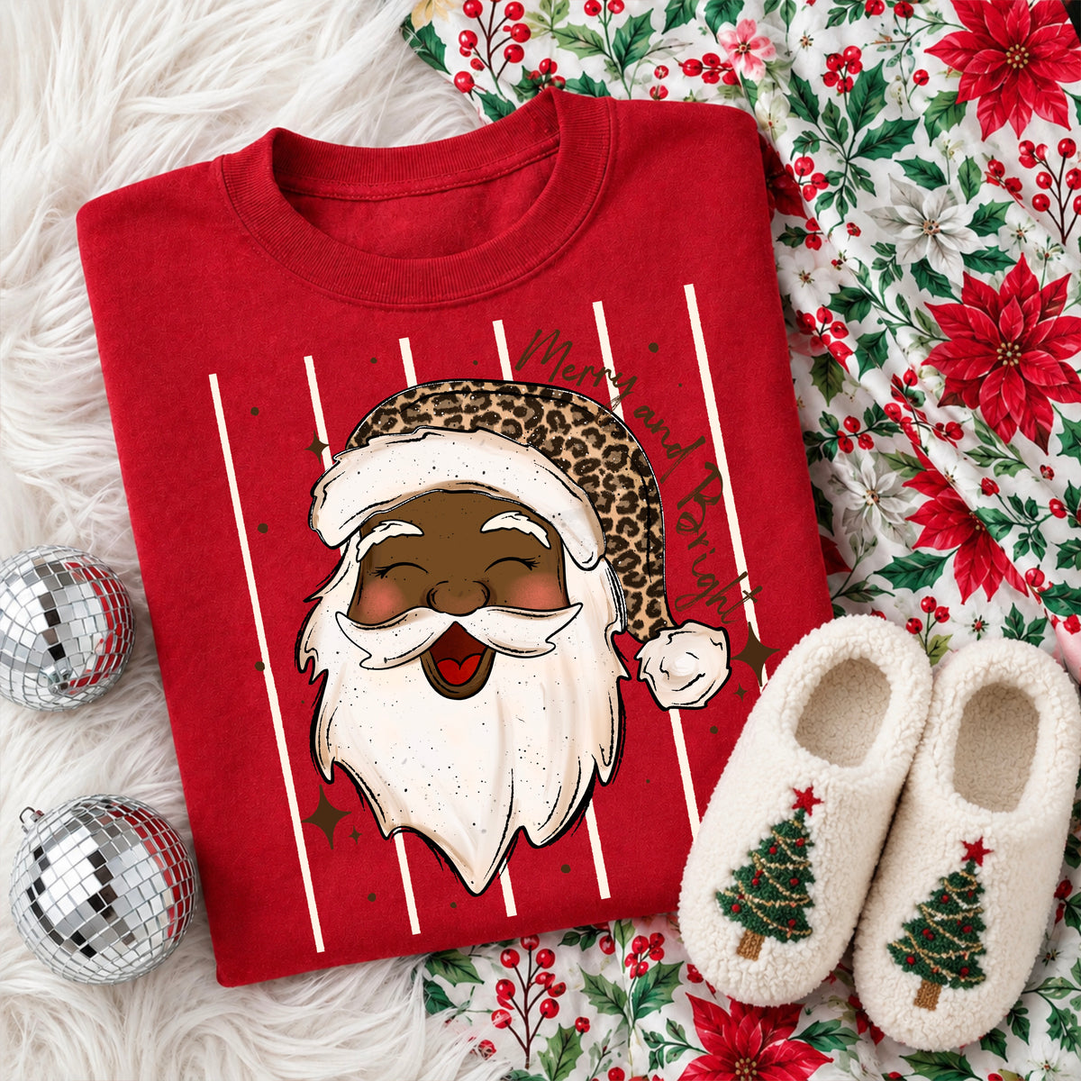 Merry and Bright Leopard Santa PNG