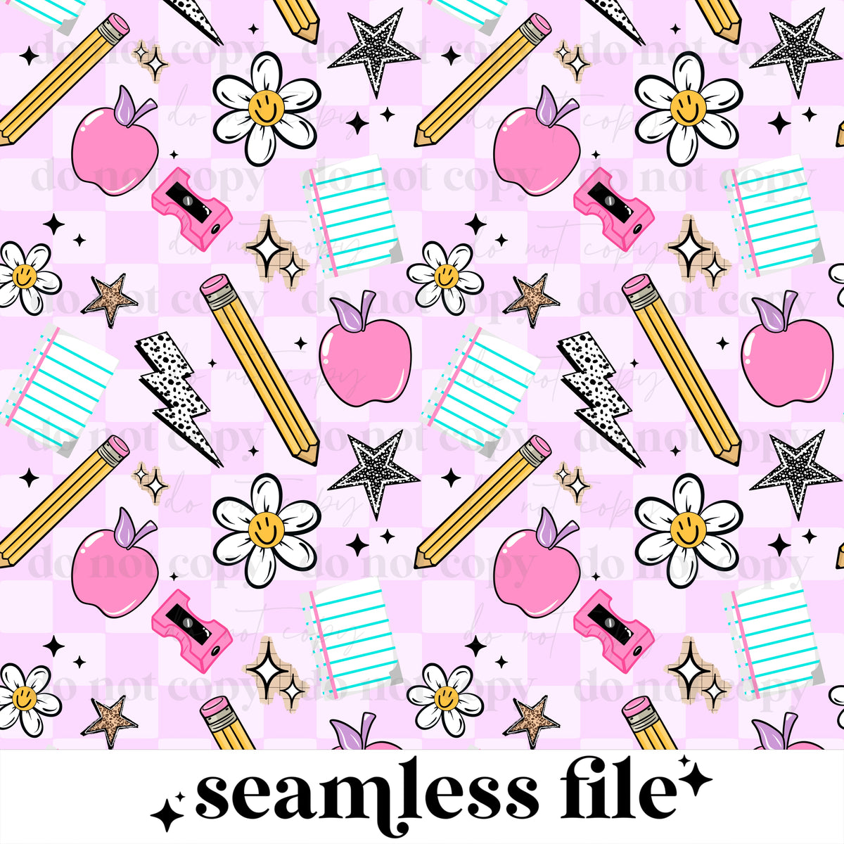 Pink apple School Seamless