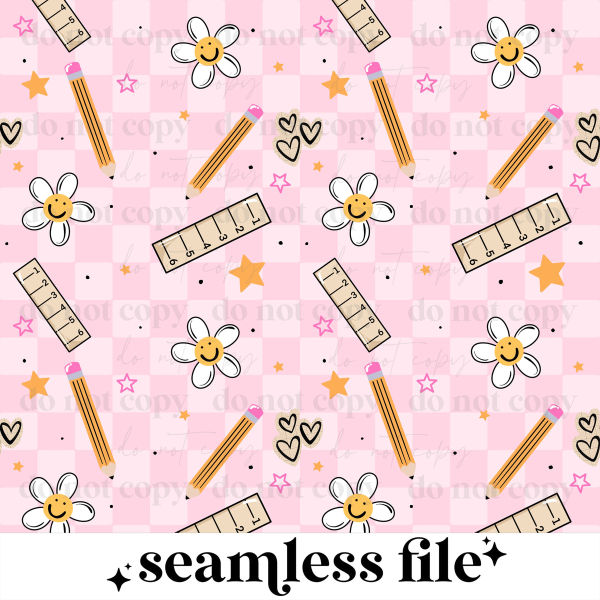 Pencil & Ruler pink Seamless