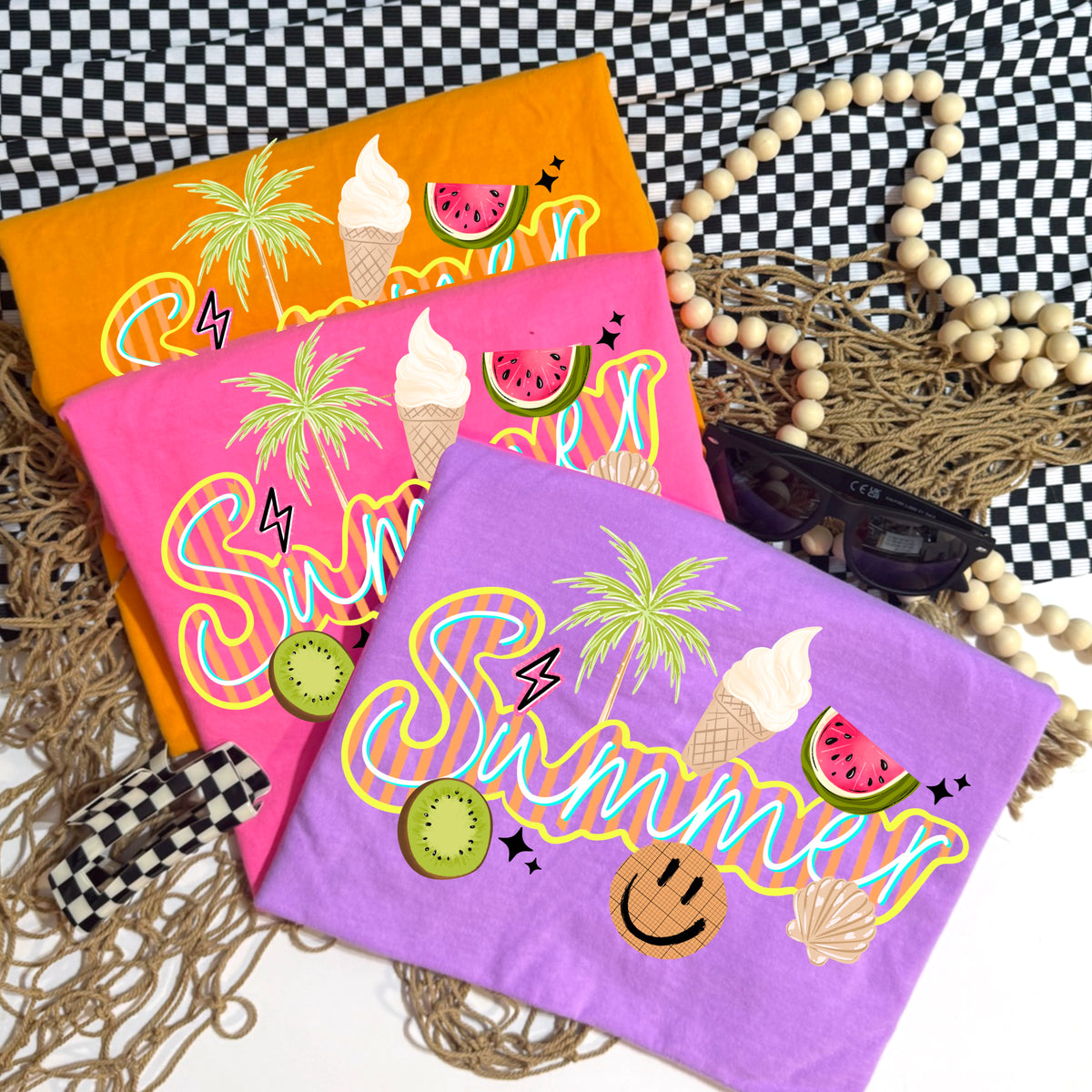 Summer Cursive Stripes PNG