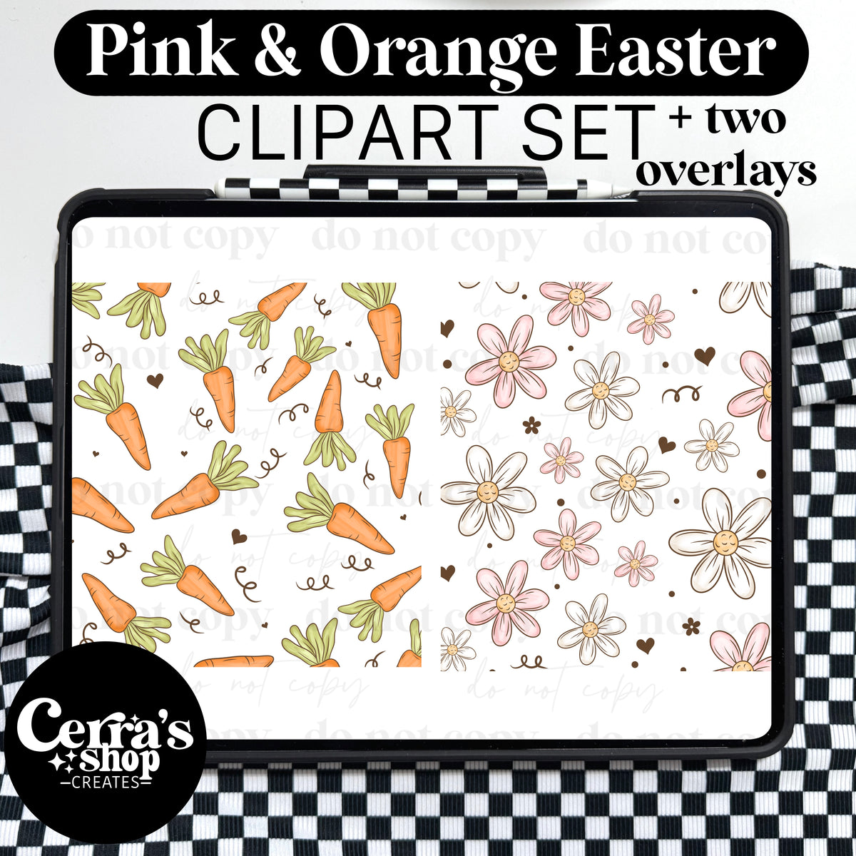 Pink + Orange Easter Clipart set