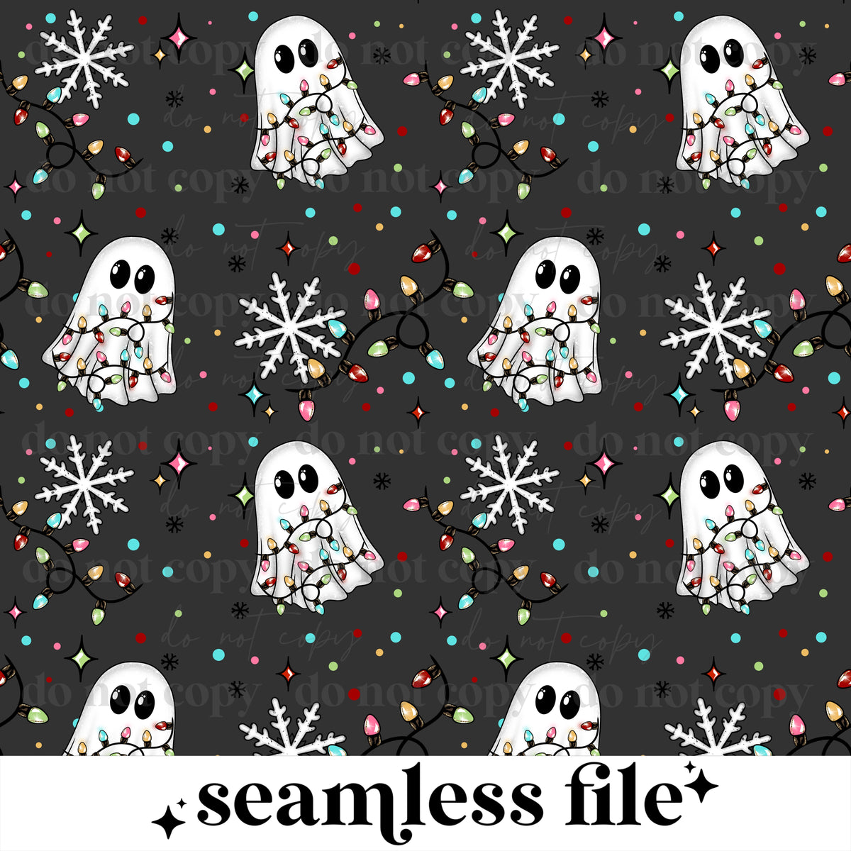 Ghost Christmas lights Seamless