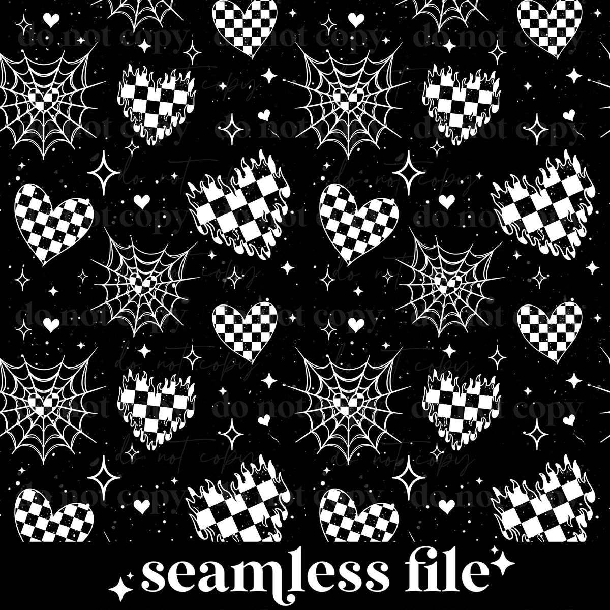 White on black hearts Seamless