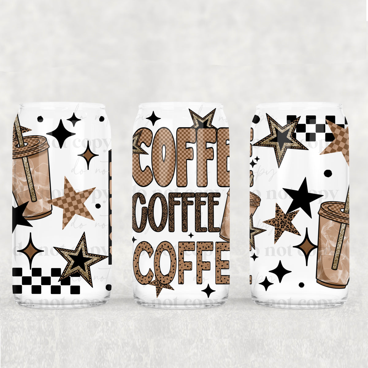 Coffee (hot and iced option) 16oz Glass Wrap