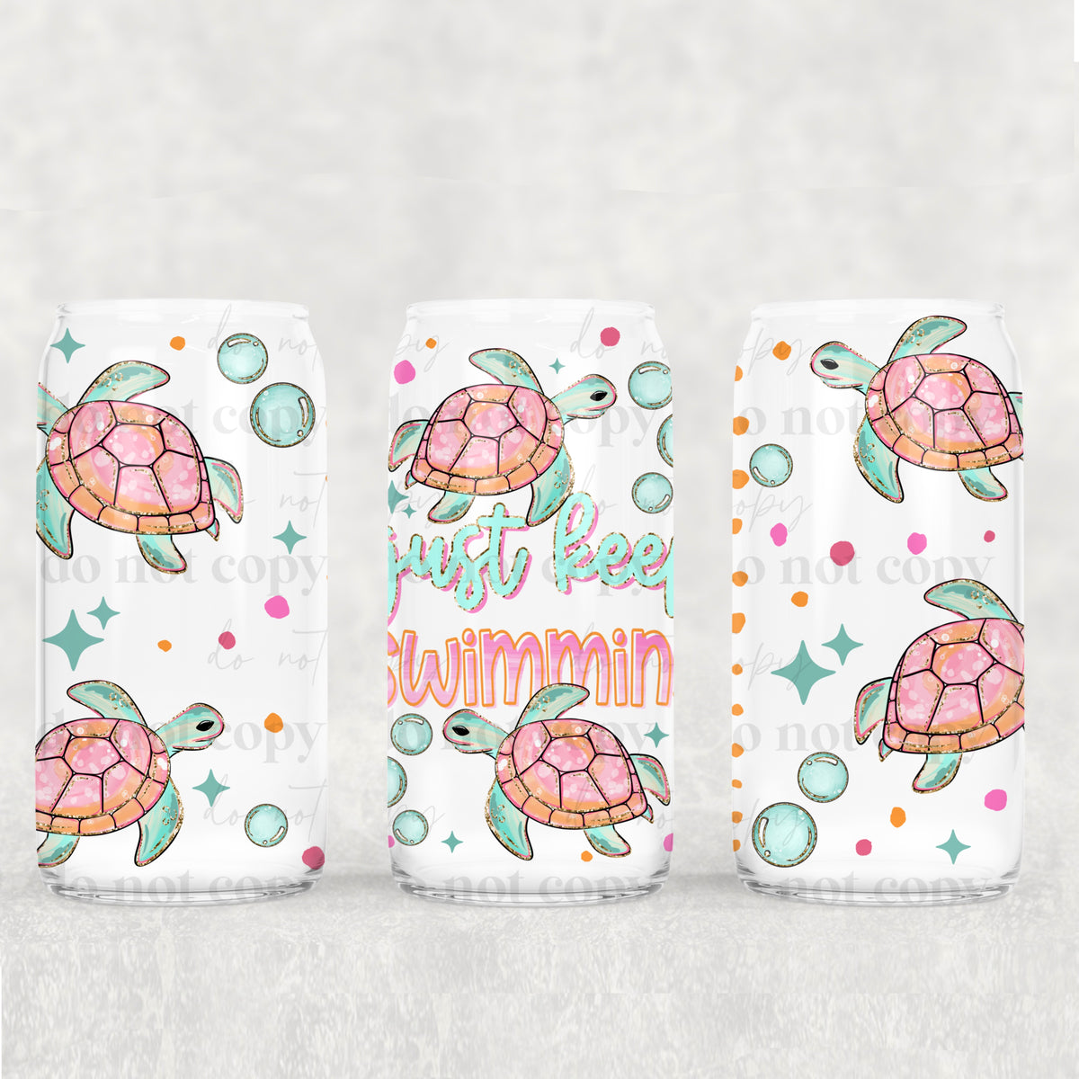 Keep Swimming turtles 16oz Glass Wrap