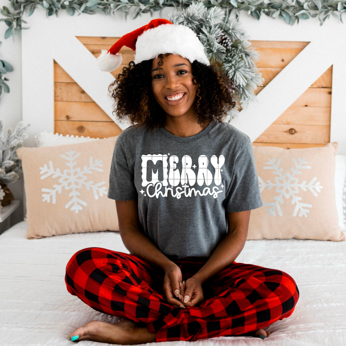 Merry Christmas single color PNG (red and white)