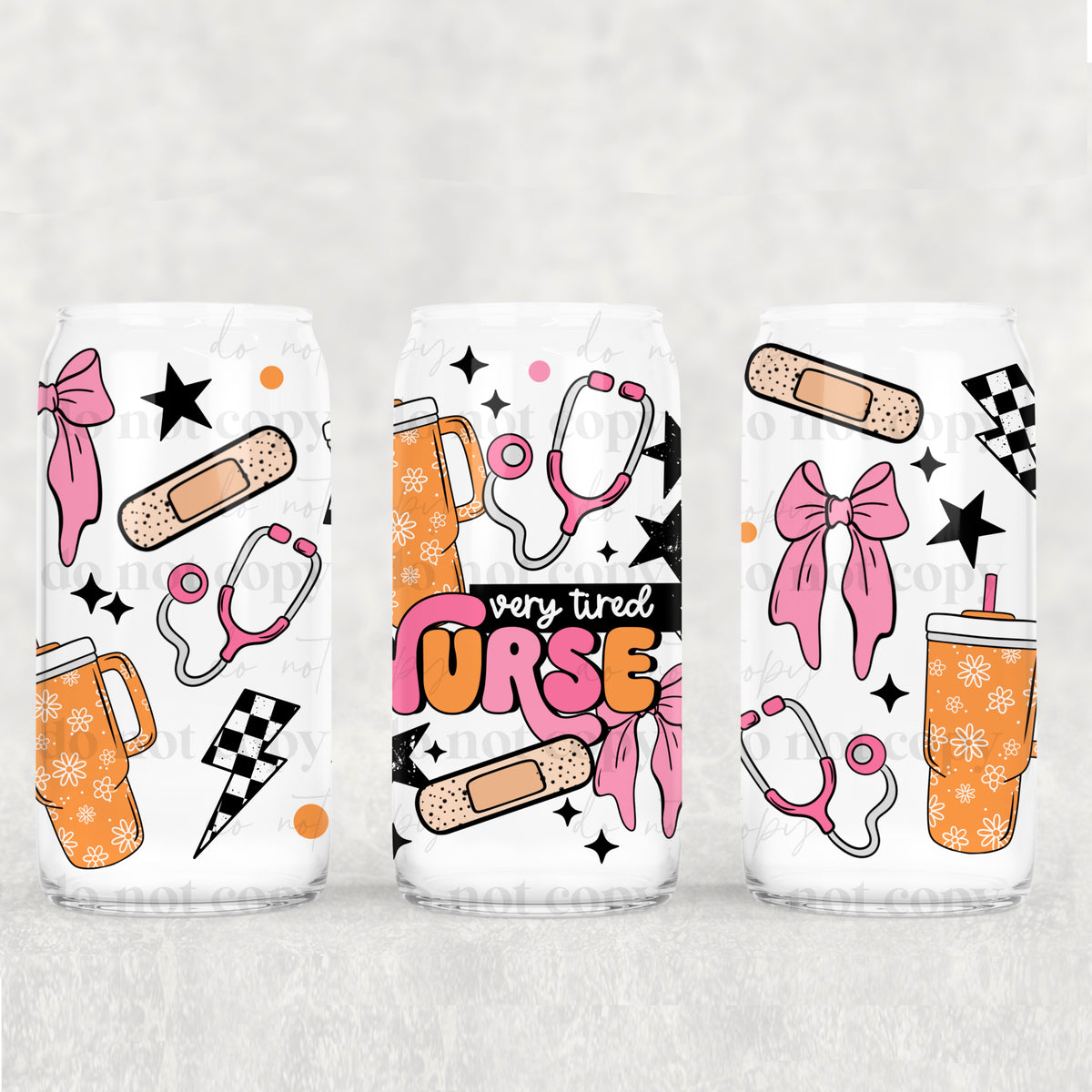 Very Tired Nurse 16oz Glass Wrap