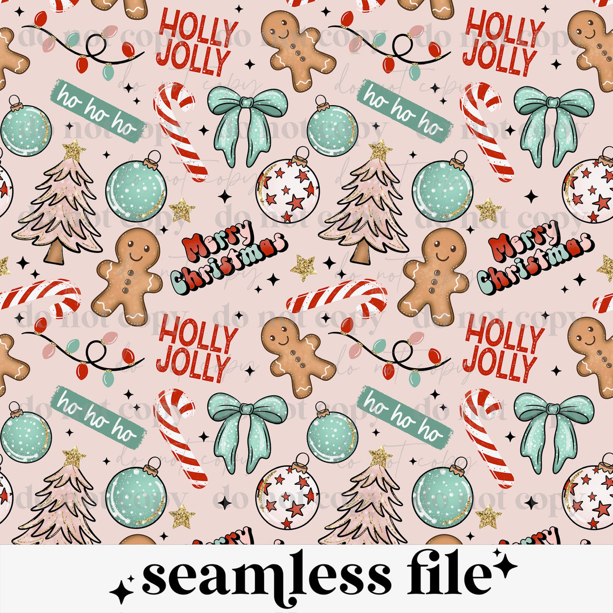 Merry Christmas Collage Seamless