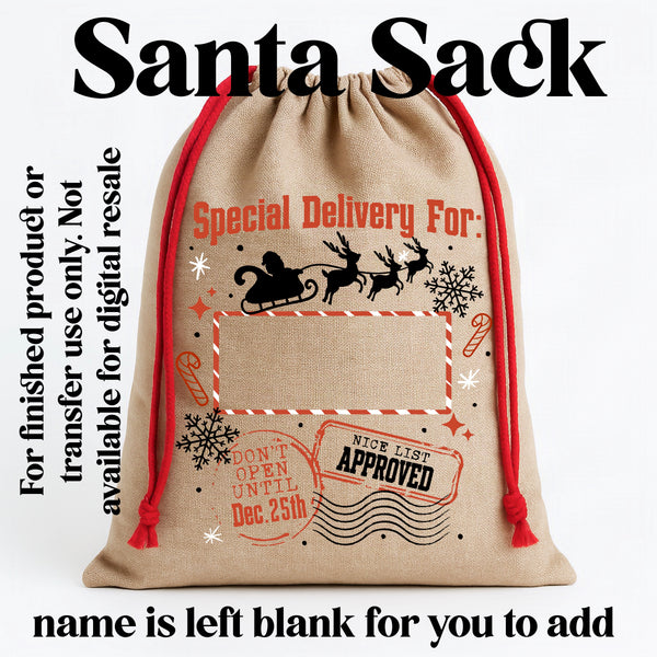Santa Sack w/ name blank (you add the name in your own font) PNG