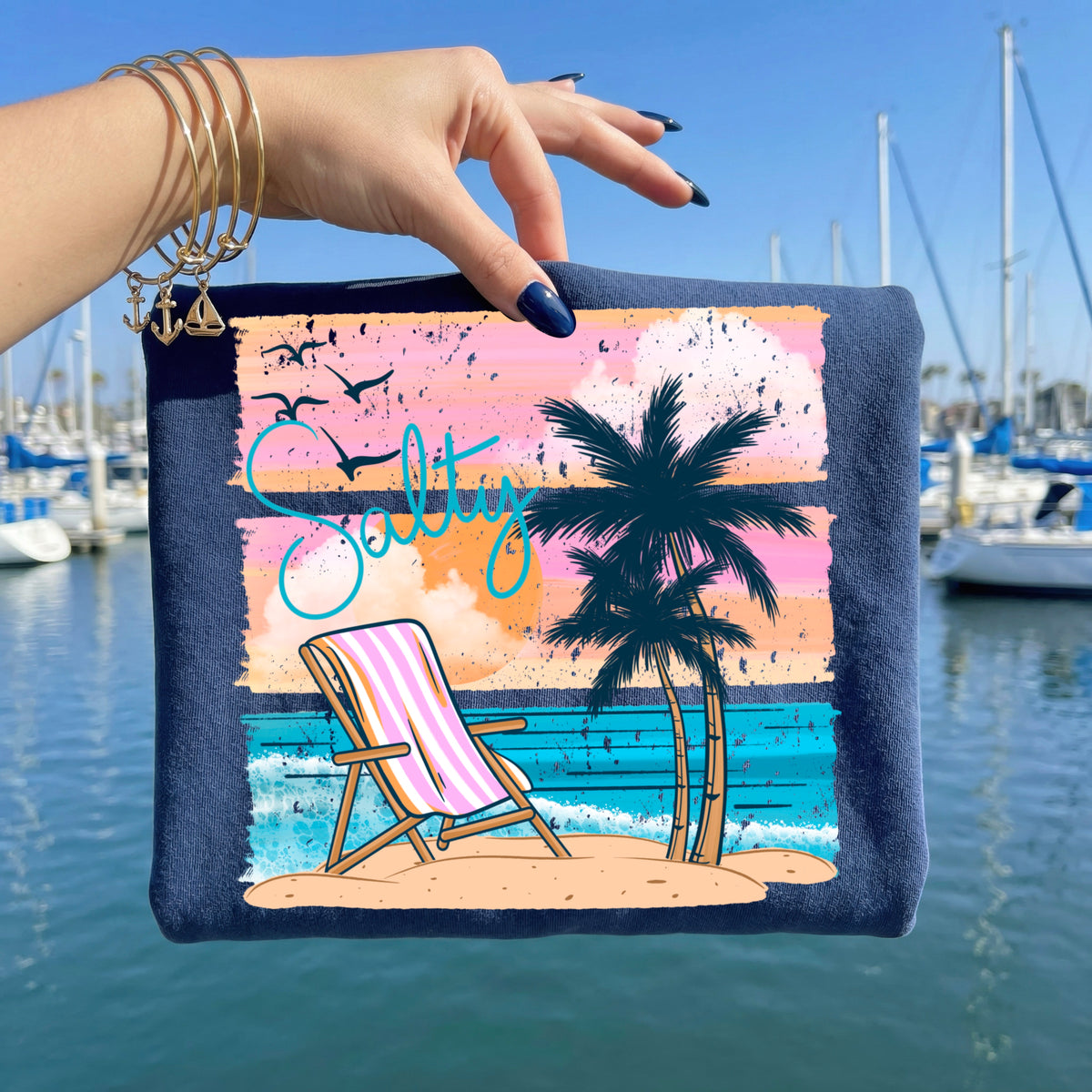 Salty Beach Chair and Sunset PNG
