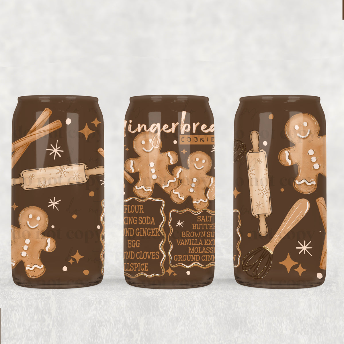 Gingerbread Recipe 16oz Glass Wrap