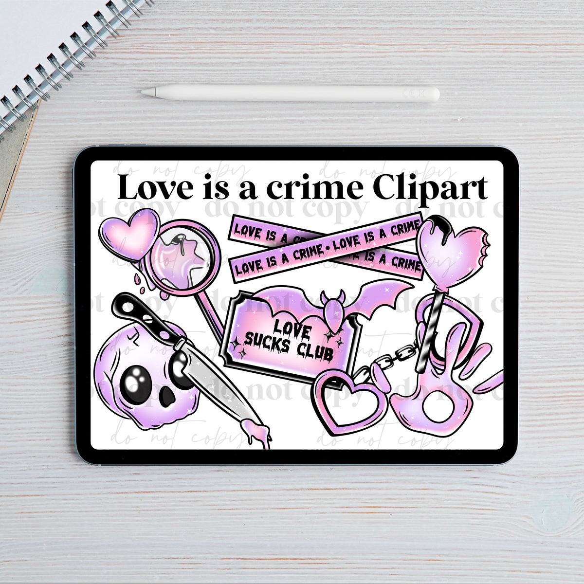 Love is a crime Clipart set