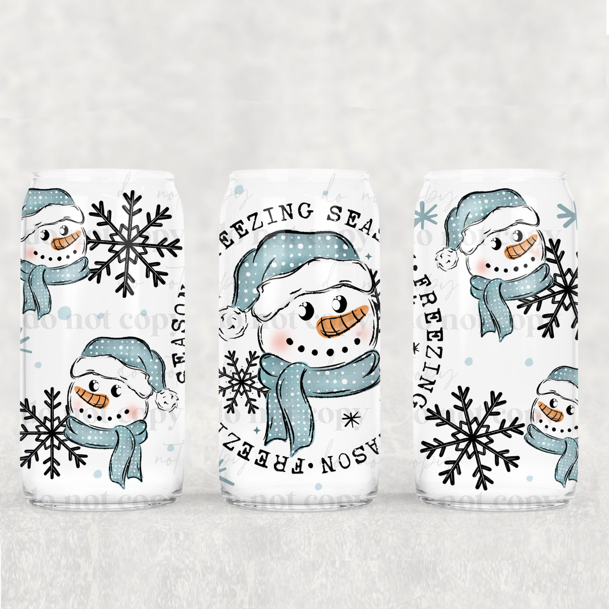Freezing Season Snowman 16oz Glass Wrap
