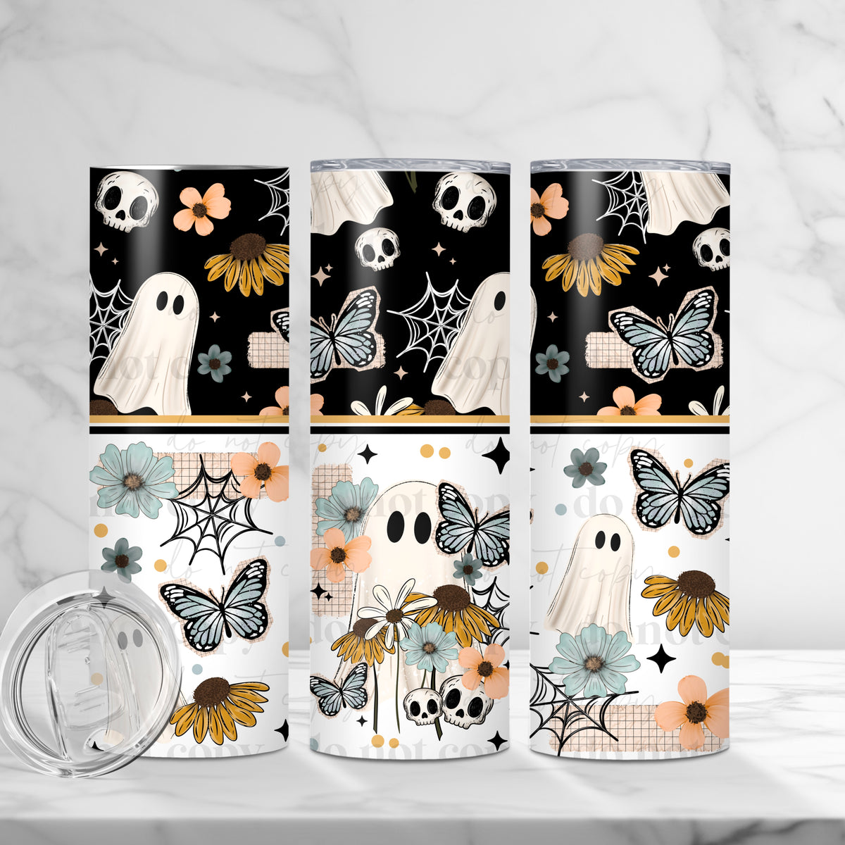 Floral Ghost 20 oz Tumbler Wrap