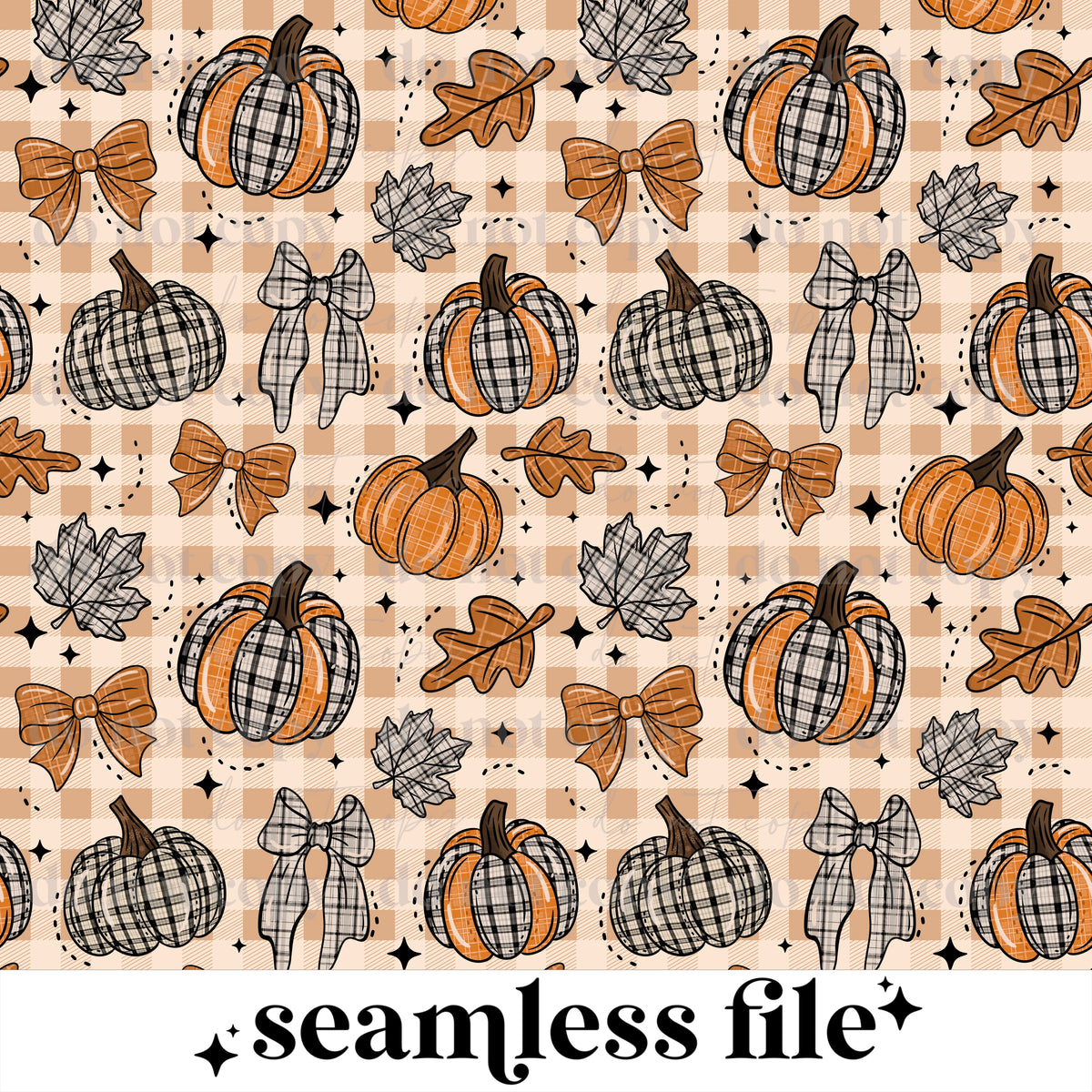 Plaid Pumpkins and Bows Seamless