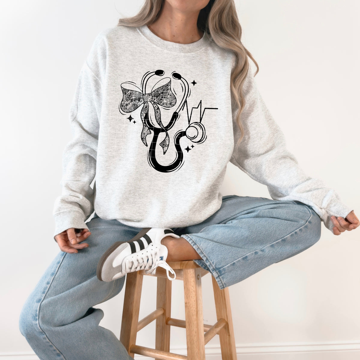 Nurse Bow and Stethoscope Single Color PNG