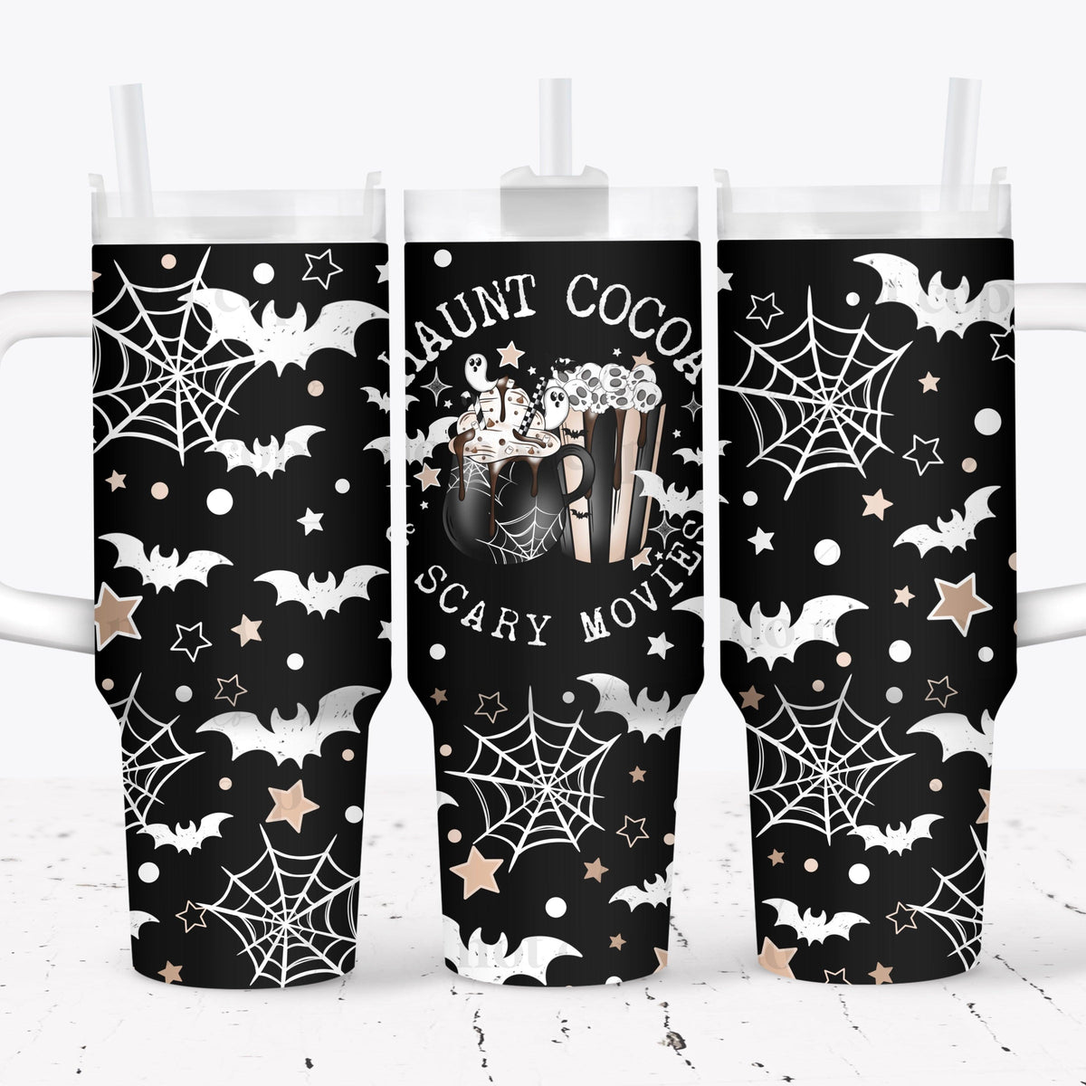 Haunt cocoa 40oz Tumbler Wrap (white and black options)