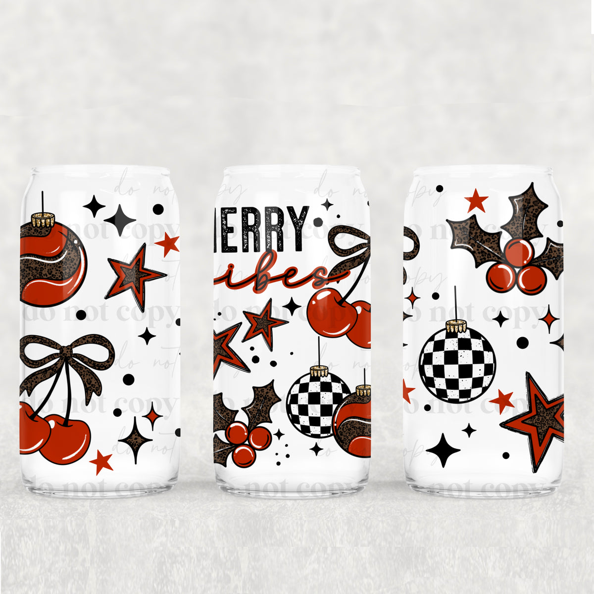 Merry Vibes 16 Oz glass wrap