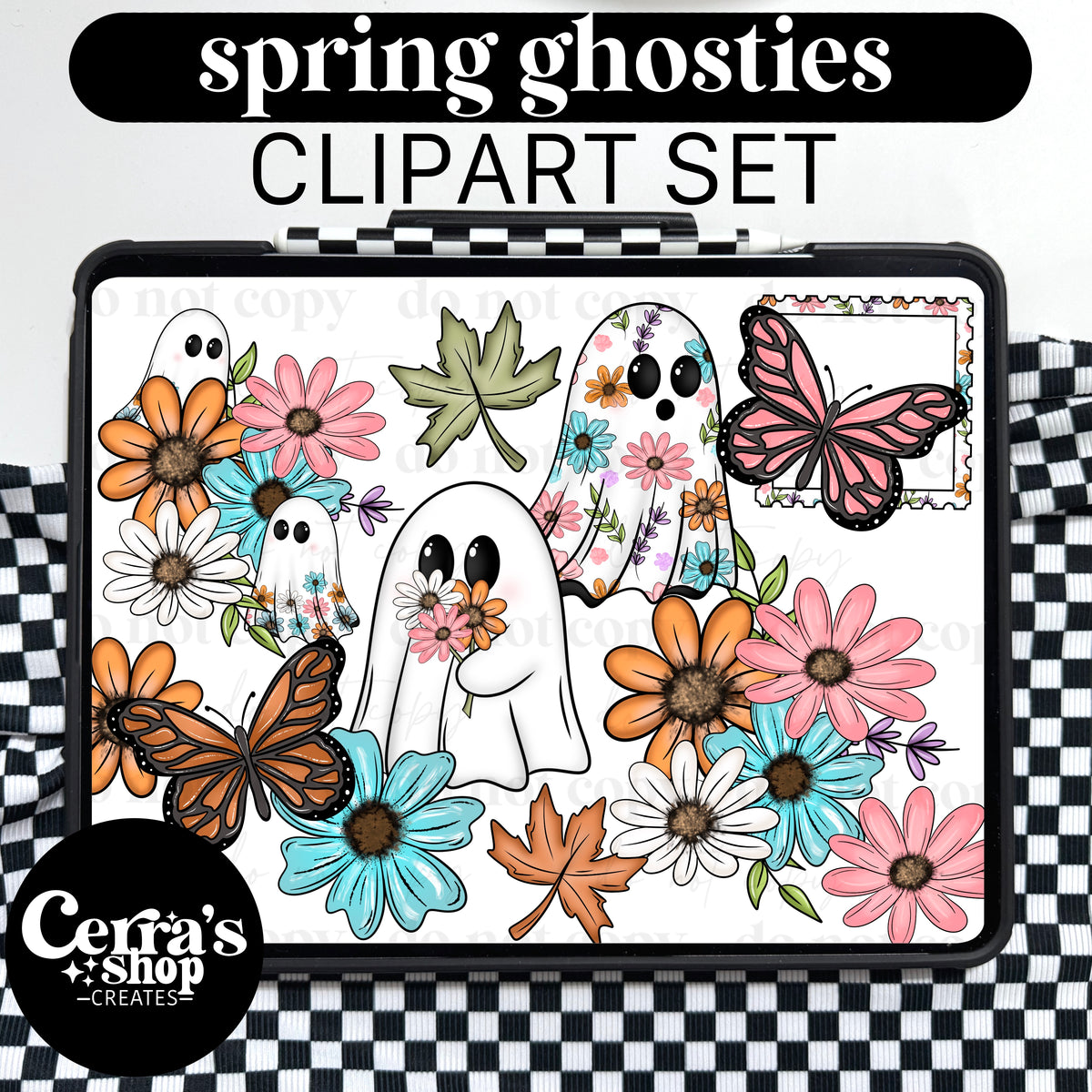Floral Ghosts Clipart set