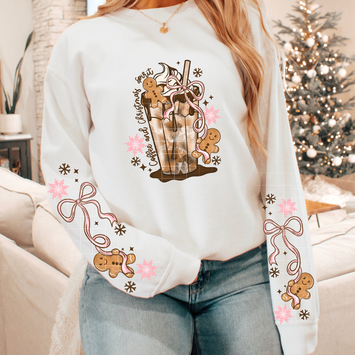 Gingerbread coffee bow w/ sleeve PNG