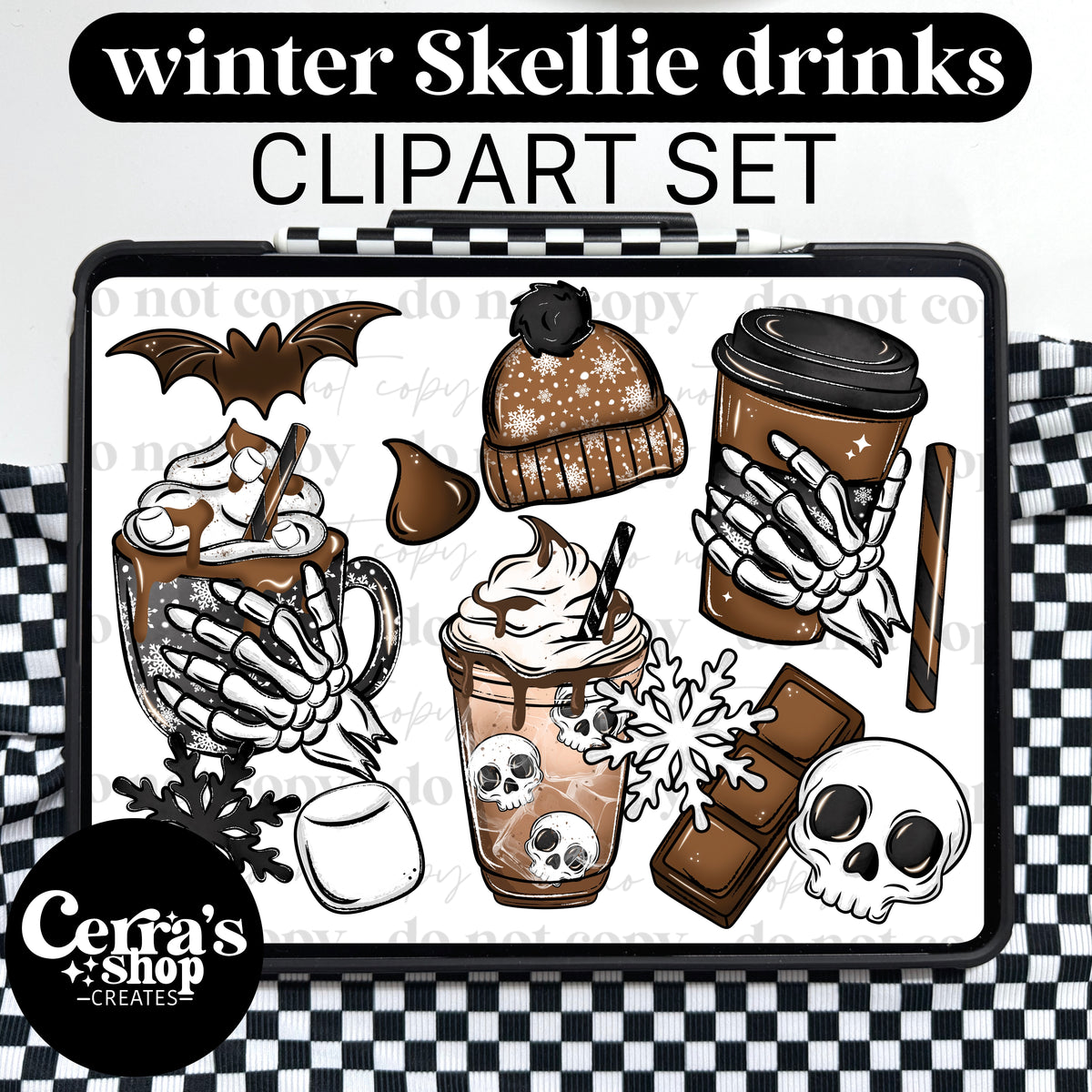 Cozy Skellies Coffee Clipart set