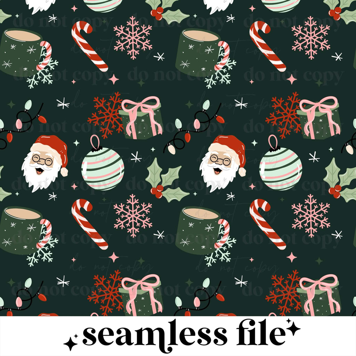 Santa Ornament Light Skin Tone Seamless