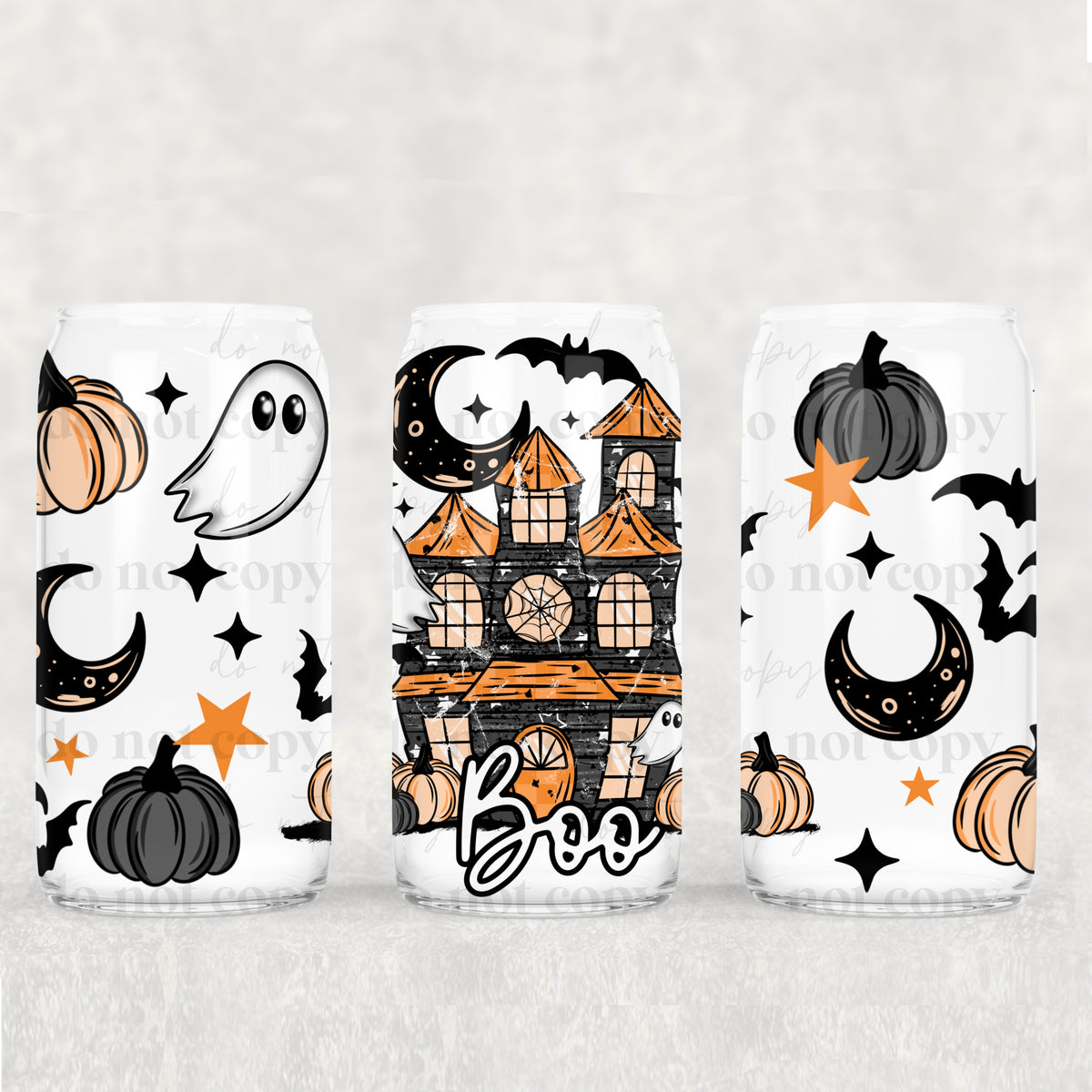 Boo Haunted House 16oz Glass Wrap