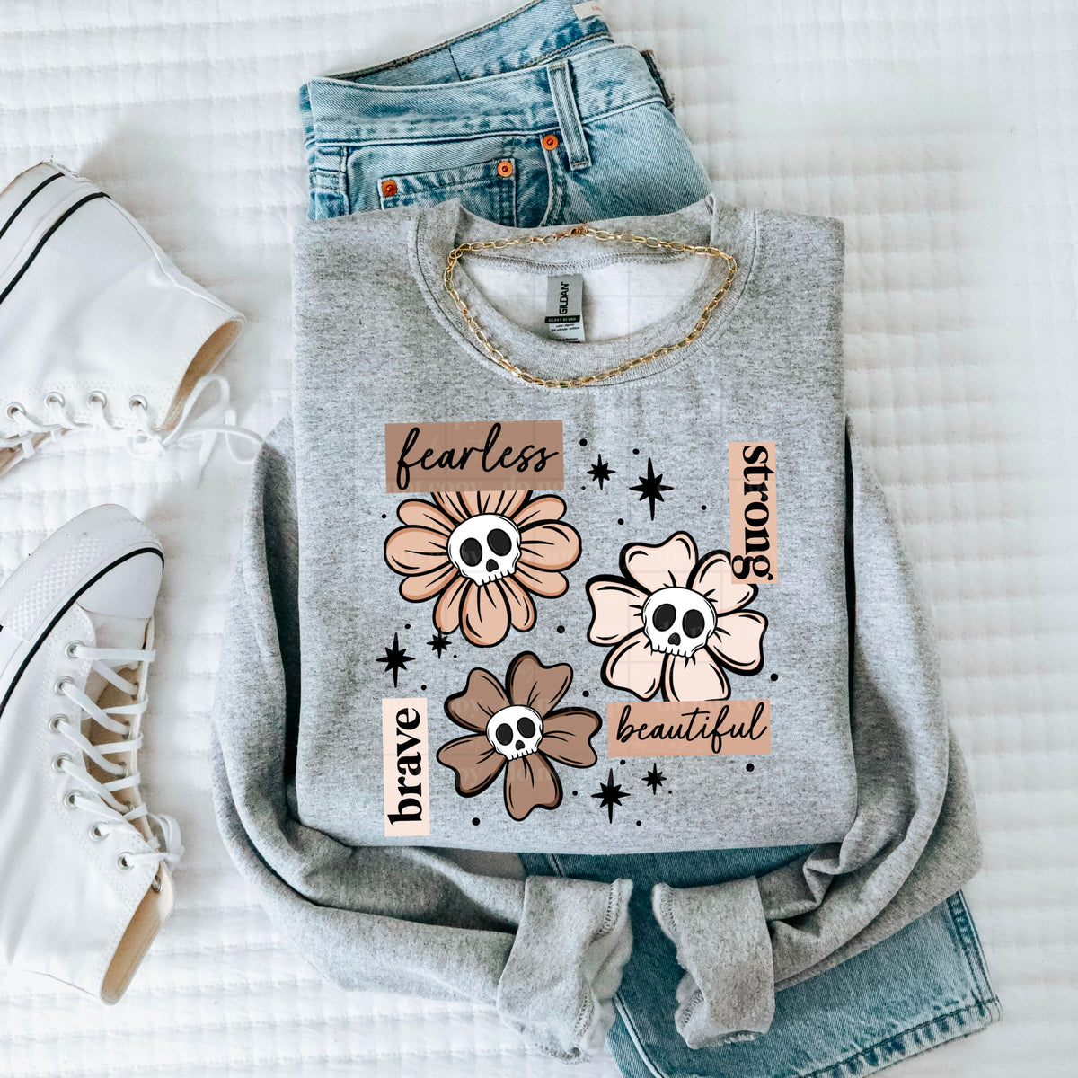 Skull Positive florals PNG with and without words