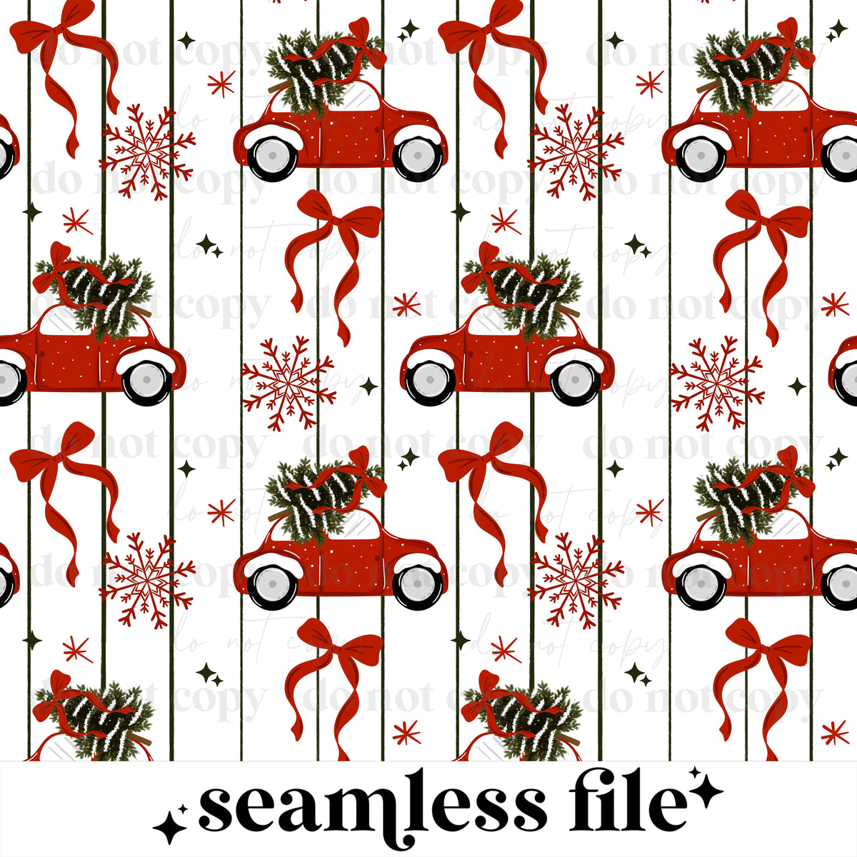 Tis The Season Red Car Seamless