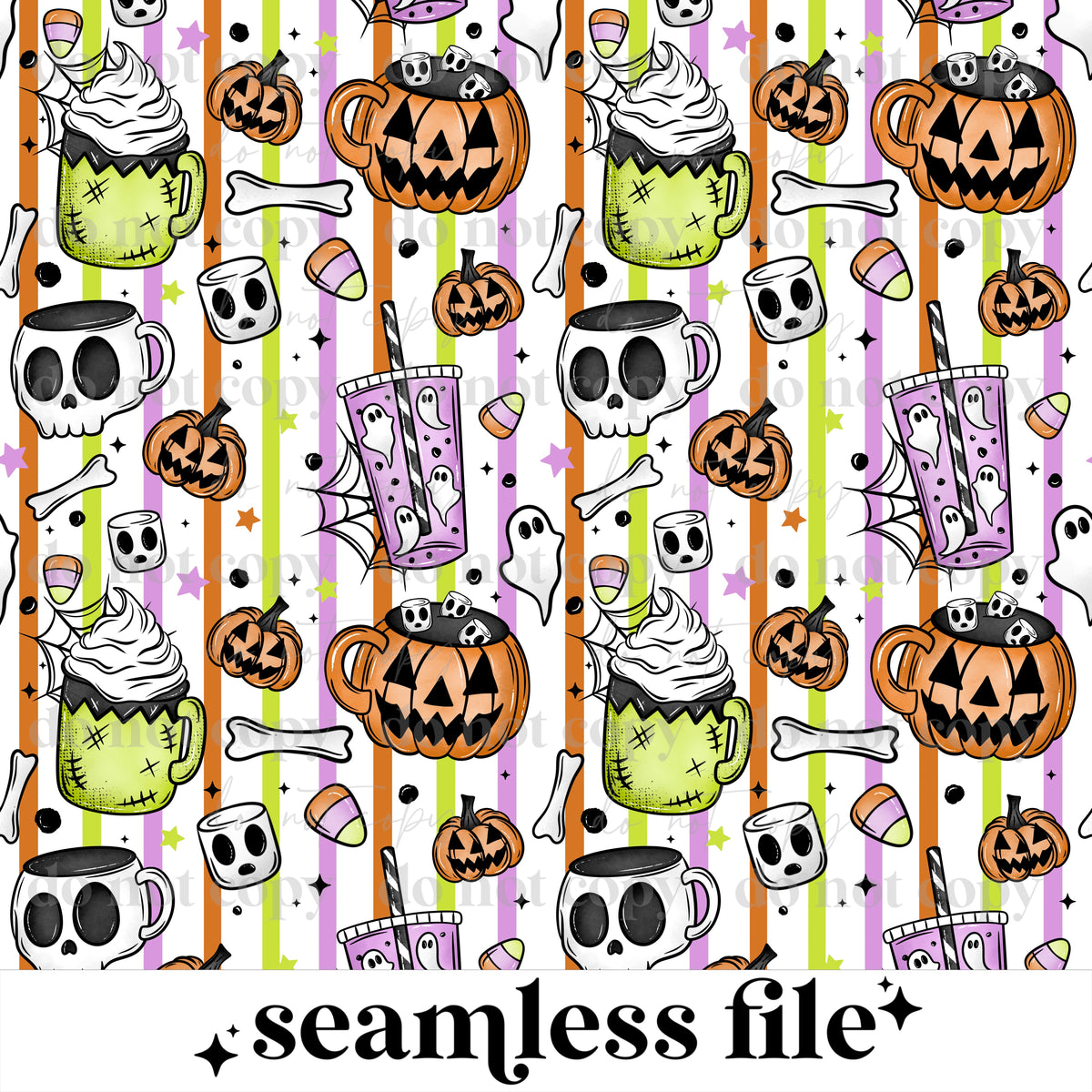 Halloween Coffee Seamless Stripes