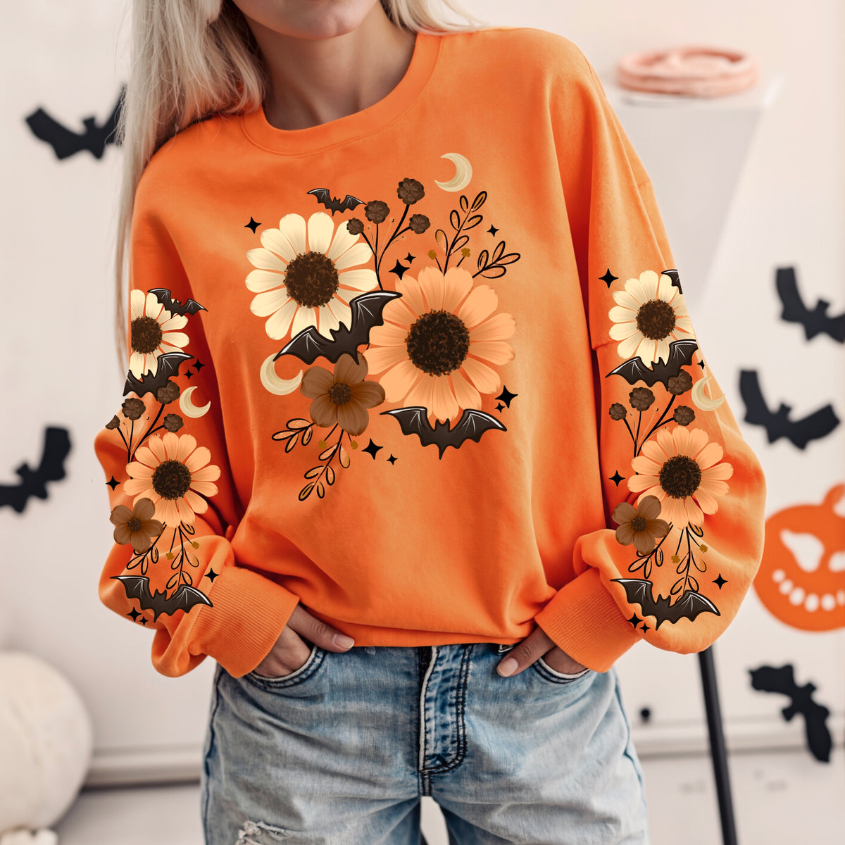Bat Florals w/ Sleeves PNG
