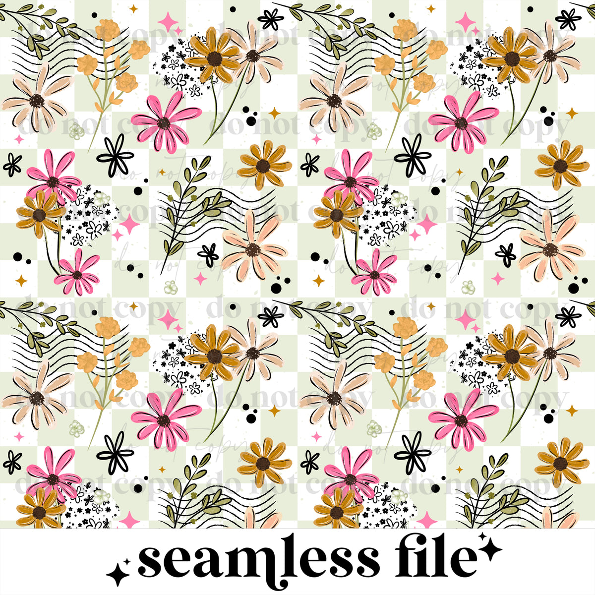 Floral Checker Seamless