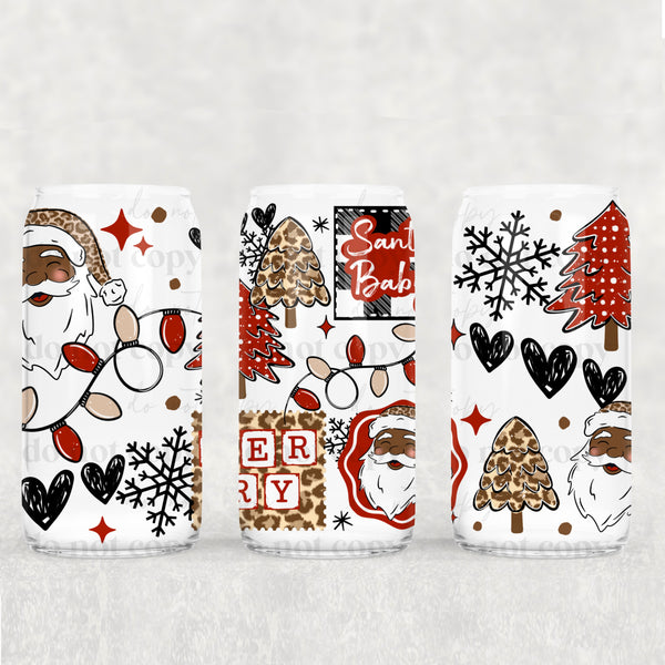 Leopard Christmas 16oz Glass Wrap