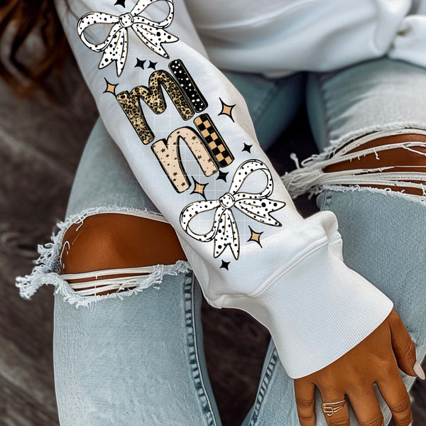 Mini Cheetah checker and bow w/ Sleeves PNG