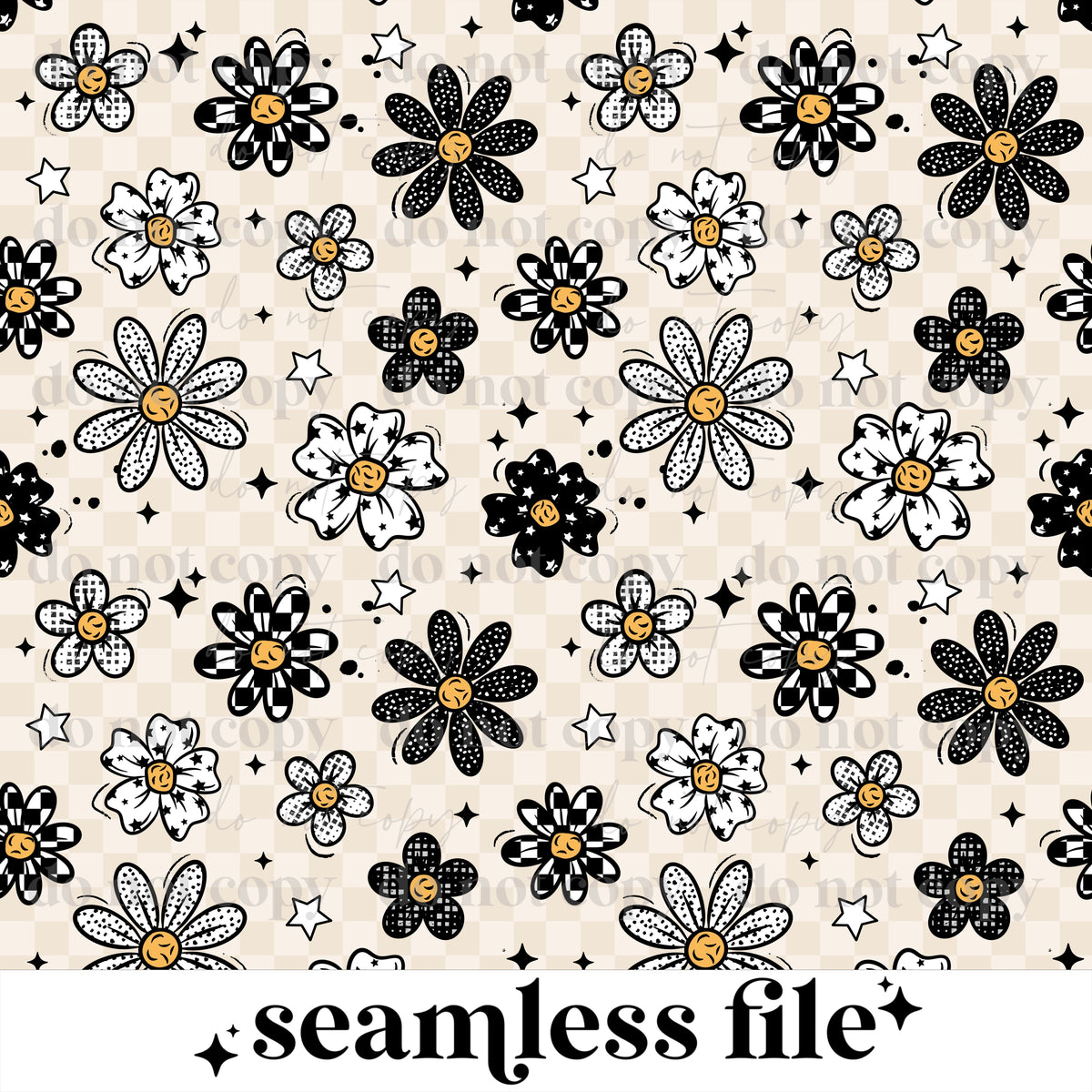Patterned Daisys light tan Seamless