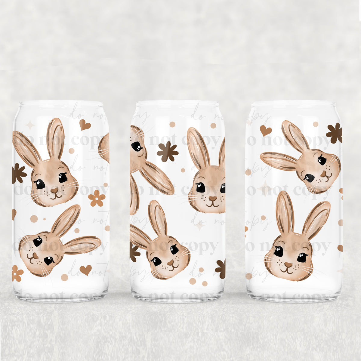 Tan Bunny 16oz Glass Wrap