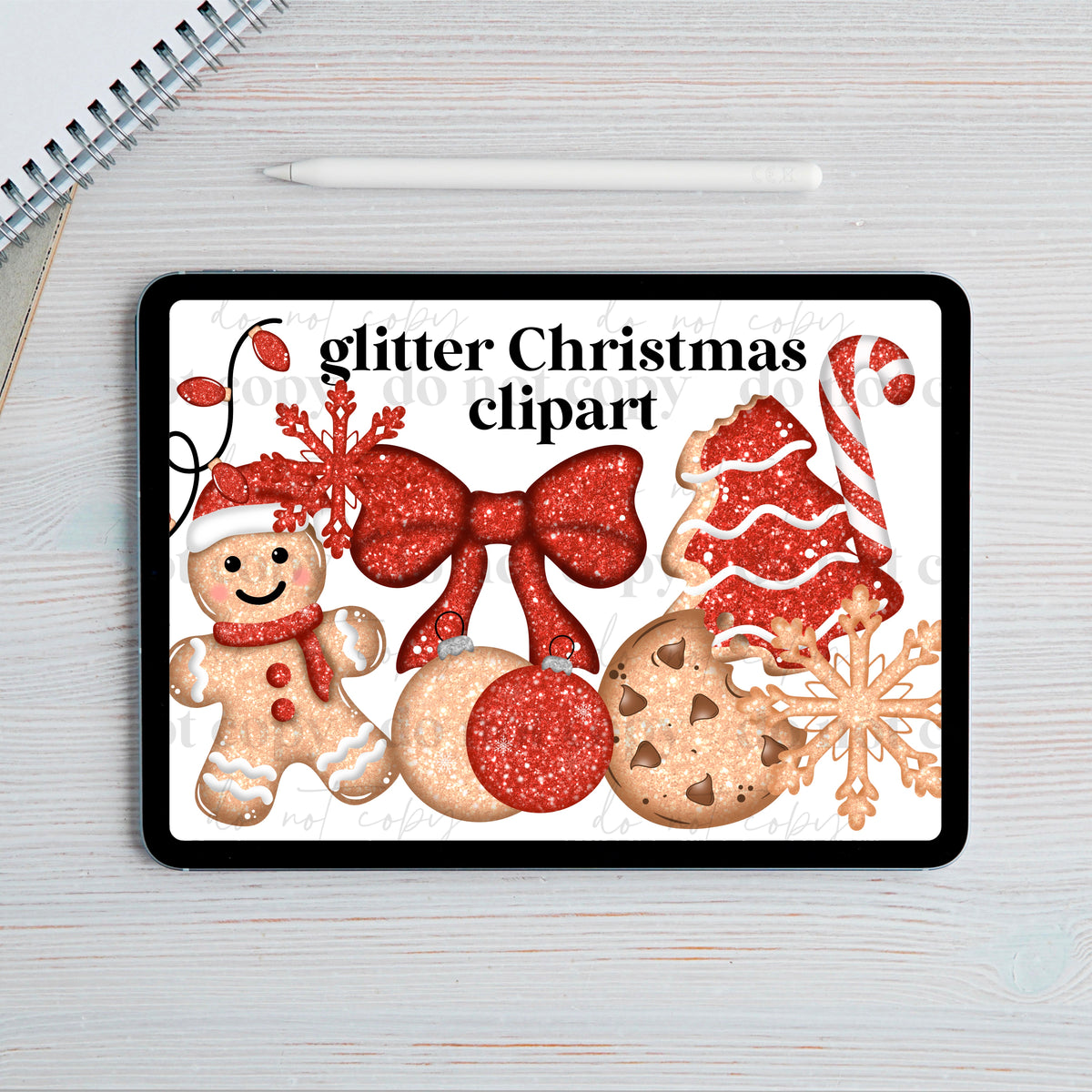 Glitter christmas Clipart set