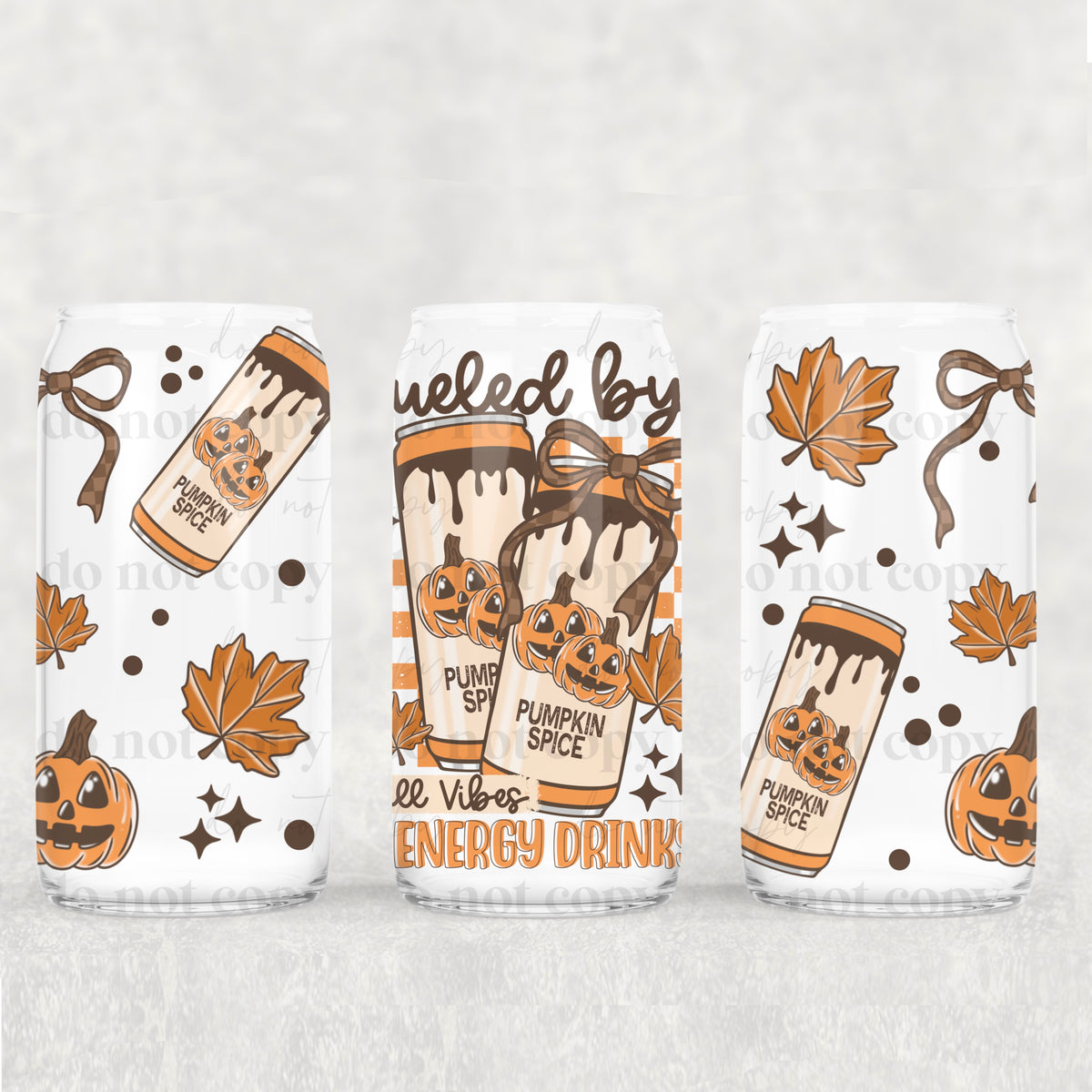 Fall and Energy Drinks 16oz Glass Wrap