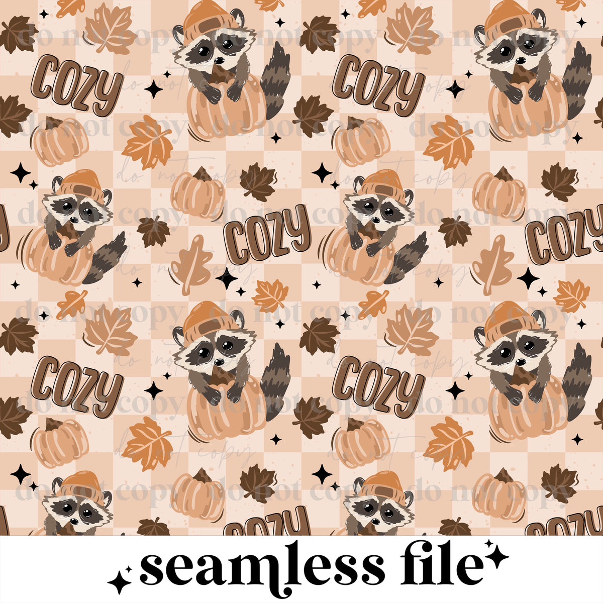 Cozy Fall Racoon Seamless