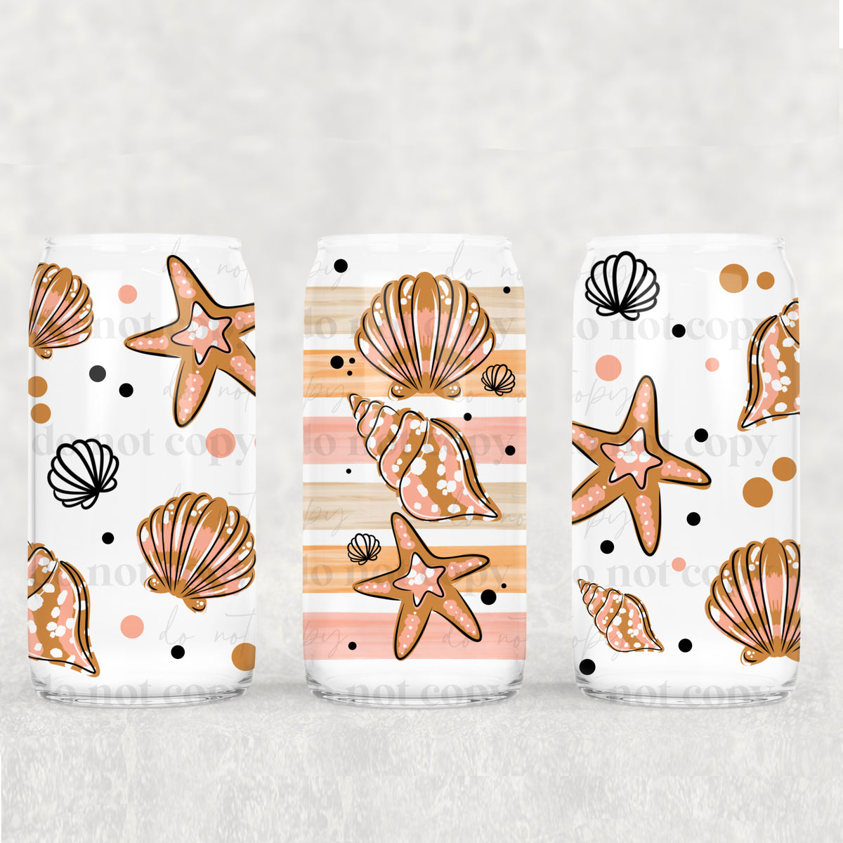 Sea Shell stripes 16 Oz Glass Wrap